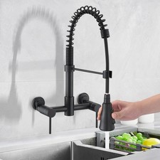 Wall Mount Kitchen Faucet, 8 Inch Center Commercial Sink Faucet with Pull Dow...