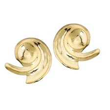 14K Yellow Gold Baby Swirl Screwback Earrings