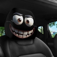 2pcs Funny Slanted Eyes Car Headrest Covers Cartoon Print Auto Interior Decor 2pcs Funny Slanted Eyes Car Headrest Covers Cartoon Print Auto Interior Decor