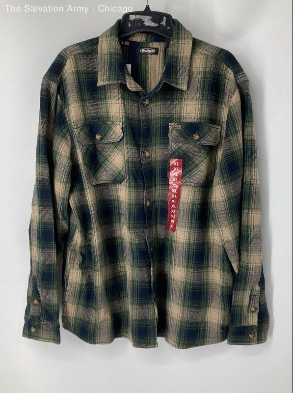 Buffalo Mens Multicolor Plaid Pockets Long Sleeve Shirt Jacket Size XL