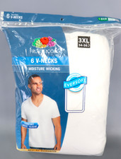Fruit of the Loom Men's White V-Neck Undershirts 1 Pack of 6 Sizes 3XL