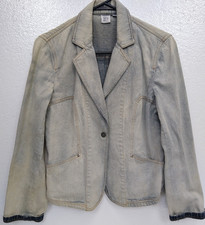 CITY DKNY Size 8 LIGHT WASH BLUE DENIM JACKET 1 SNAP FRONT CLOSE