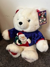 "1999 Holiday Bears" , 17"inch White Teddy Bear Boy Plush, Limited Edition