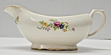 Vintage Floral Gravy Boat Porcelain Gold Trim Unmarked Chip by Spout
