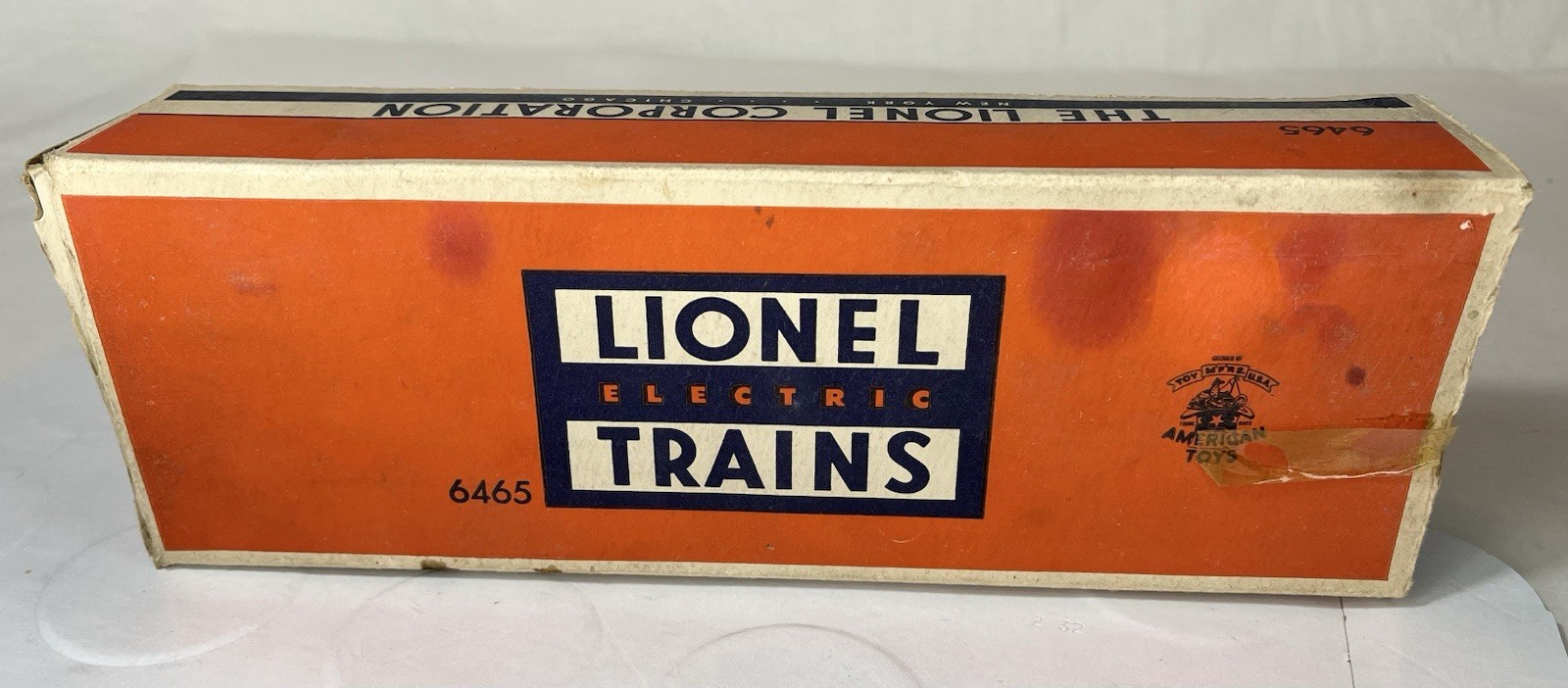 Lionel Postwar Sunoco 2 Dome Tank Car 6465 VERY GOOD+ W/ ORIGINAL BOX !