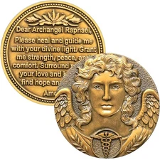 Archangel Raphael Healing Coin - 1.57 Inch Spiritual Medallion with Healing P...