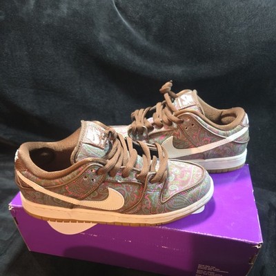 Nike SB Dunk Low Pro Paisley 2022 Brown Multicolor Men's Size 11 Pre-Owned w Box