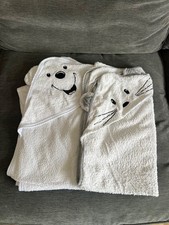 Hooded baby towel 1x organic bamboo 1x cotton