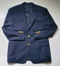 Lauren Ralph Lauren Mens 42R Navy Blue 100 Wool Blazer Gold Buttons Classic Fit