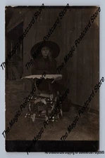 Girl w Interesting Wicker Furniture RPPC Farina Illinois Fayette Marion Co Photo