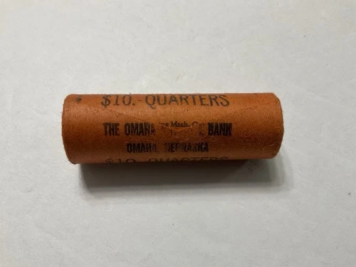 1954-D Washington Quarter Original Bank Wrapped Roll 90% Silver 40 Quarters BU