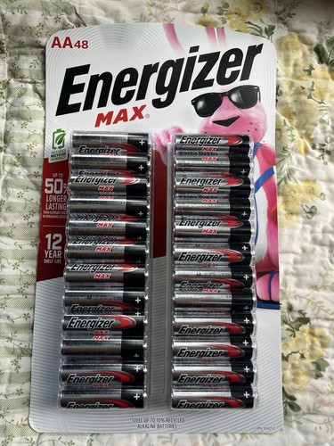 NEW SEALED 48 ENERGIZER MAX AA BATTERIES 50% LONGER LASTING 12 YEAR SHELF LIFE - Picture 1 of 8