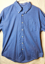 Dockers Men’s Dress Shirt Blue White Striped Wrinkle Resistant 16/16.5 L