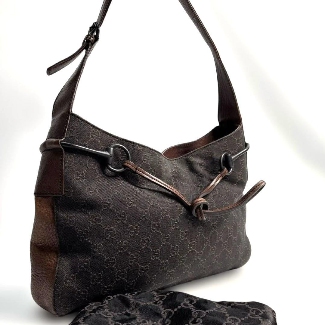 GUCCI GG Canvas Brown Shoulder Bag Authentic F06181586 101975