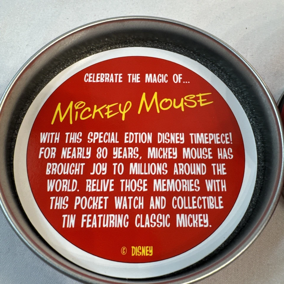 AVON VINTAGE MICKEY MOUSE Pocket Watch in Original Tin. UNUSED.  - Image 3 of 4