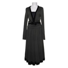 Etro, Kleid, Größe: 46, Grau/Schwarz, Samt, Damen #eA1