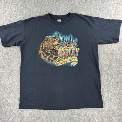 Vintage Harley Davidson Shirt Men 3XL Black Eagle Bear Graphic Nature 90s Cotton