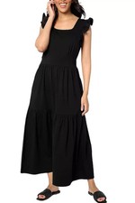 AnyBody Regular Knit Jersey Square Neck Maxi Dress Black Large A647636