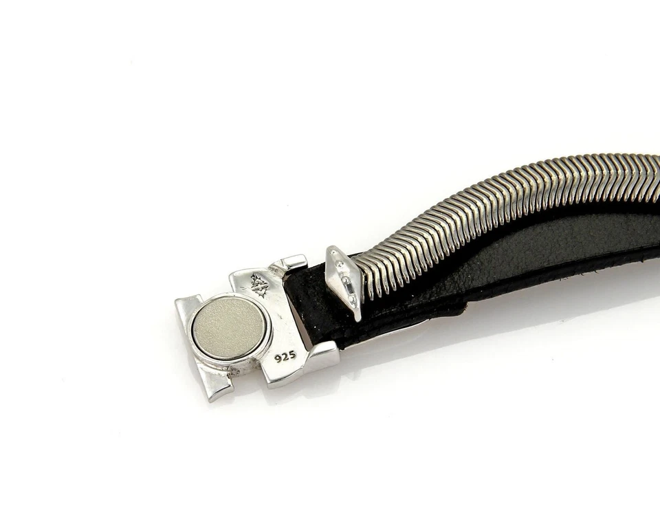 Pulsera Stephen Webster High Wayman Zafiros Negros Esterlina y Escudo Cuero Foto 4 de 4