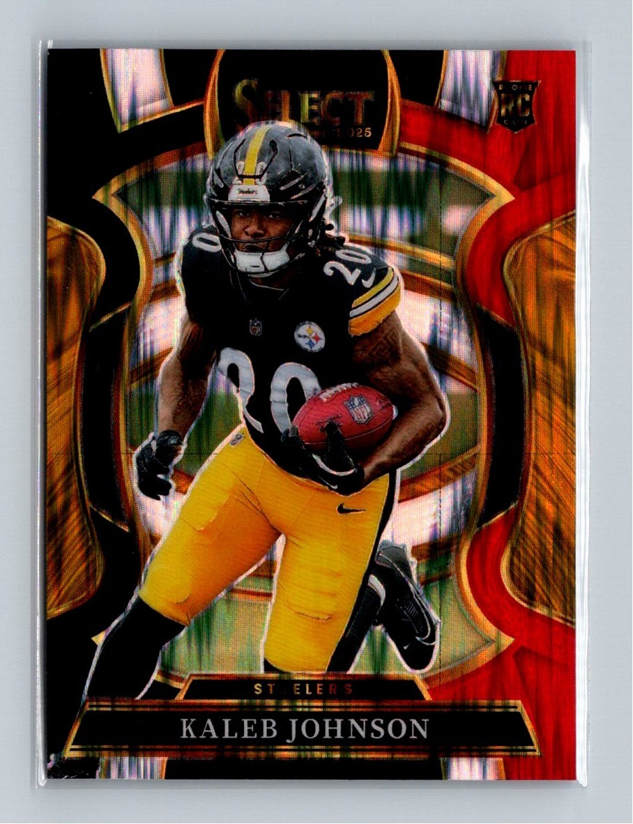 2025 Panini Select Black Orange Shock Kaleb Johnson RC Pittsburgh Steelers #52