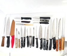 Lot of 53 Unbranded Knives Shears Rod- Chef Filet Carve Util Fruit Paring Steak