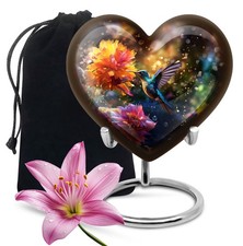 Flowers Hummingbird Large Cremains Heart Urns For Human Ashes Adult Mom