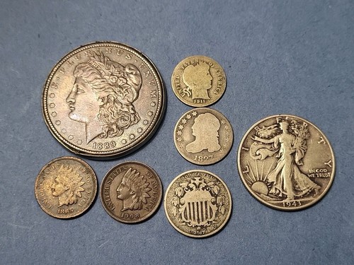 Us Coin Lot Morgan Dollar Capped Bust Dime Shield Nickel Ihc Barber Dime Walker