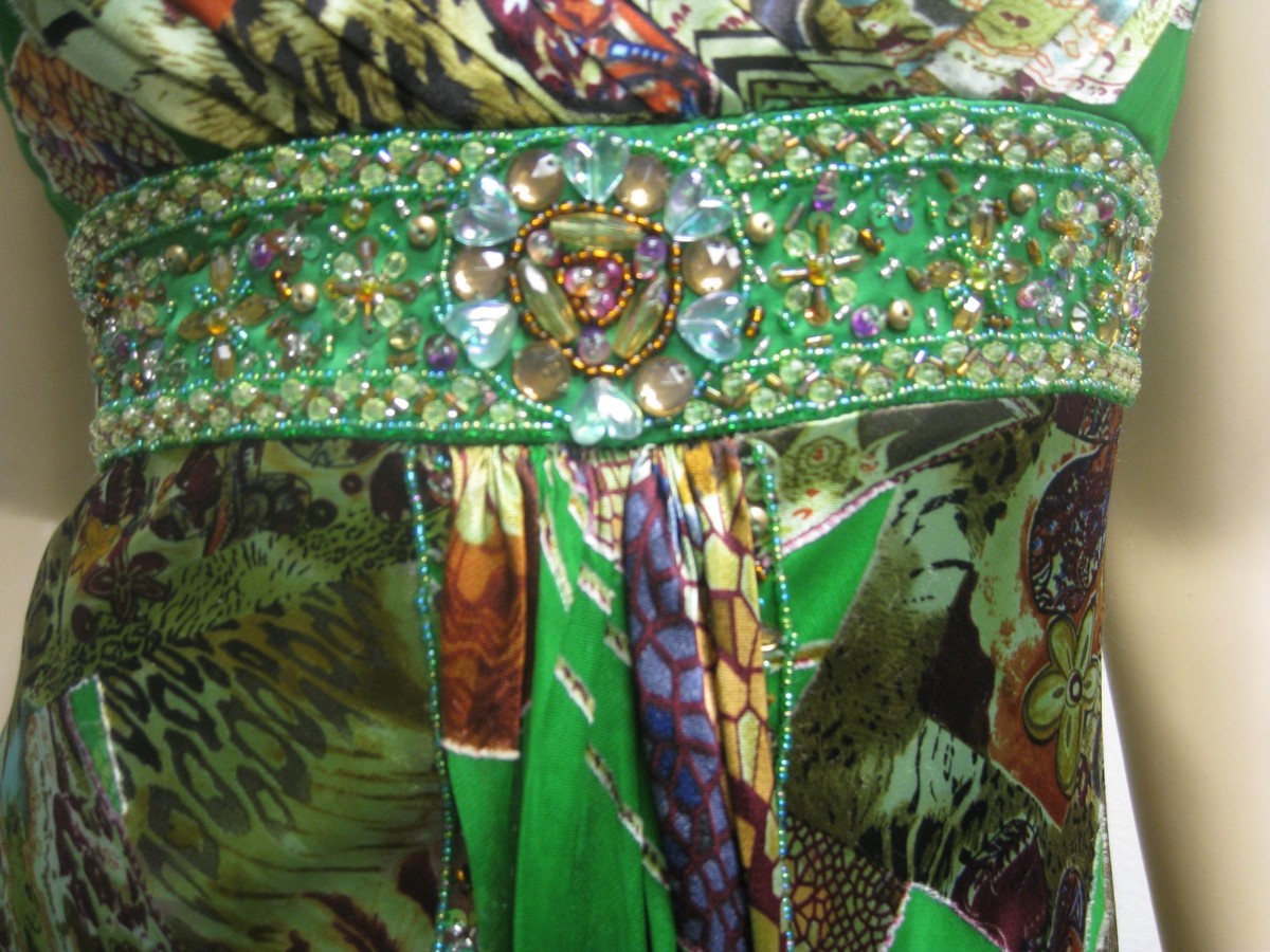 green emerald velvet dress Sue Wong - Embroidered Illusion Scoop Neck Dress N5412 2 / Peacock