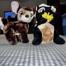 Disney Bambi and Flower Plush Set Stuffed Animal Skunk Deer 9-10 Inch Lot