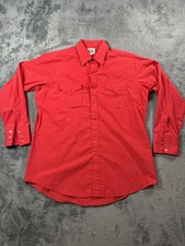 Vintage Ely Cattleman Western Shirt Mens 16.5x34 Red Pearl Snap 90s Cowboy