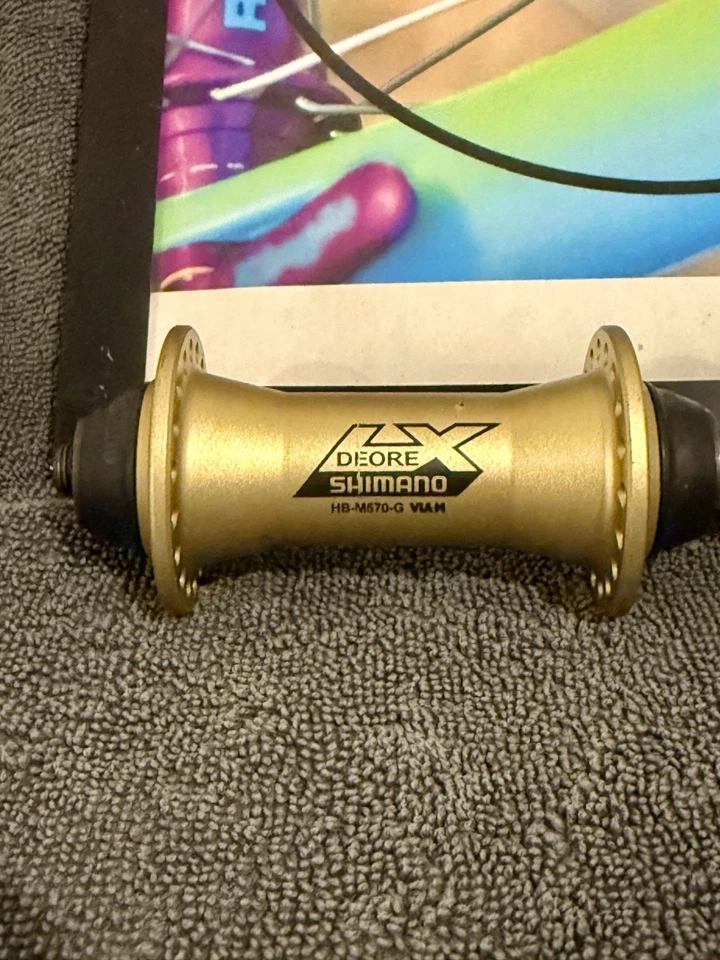 NOS!!!!!Shimano LX 金色 HB-M570 轮毂套件山地自行车 32H — 第 3/4 张图片