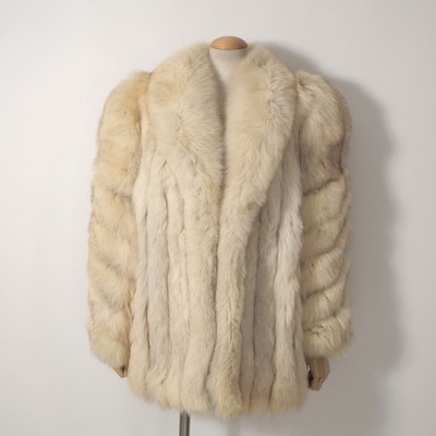 SAGA FOX Real Blue Fox Fur Coat Jacket Vintage Woman Renard Soft EU36 38 S M