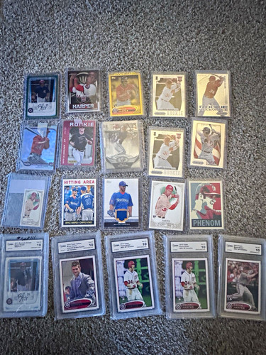 Bryce Harper Rookie 20-Card Lot, patch cards and PSA 10 cards. Future HOF