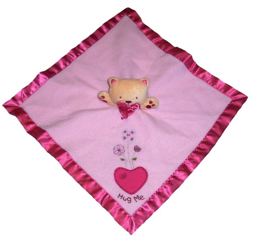 Carters Pink Cat Kitty Hug Me Girl Heart Flowers Baby Blanket Security Lovey