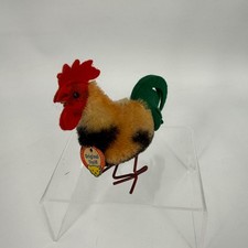 Steiff Vintage Rooster Mohair Plush Wire Legs Felt Tail 4in Tags