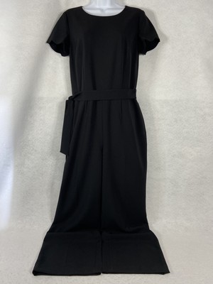 RSVP By Talbots Jumpsuit Women s Size 2 Black Straight  Short Scallop Sleeve New