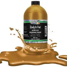 Pouring Masters Placer Gold Metallic Pearl 32oz Bottle Water-Based Acrylic Paint
