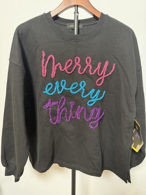 State Of Mind Merry everything Sweatshirt Size m New With Tags