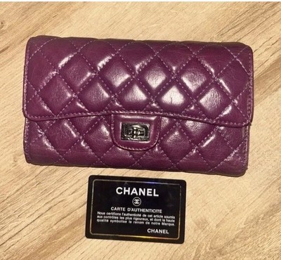 Vintage Chanel Calfskin Quilted 2.55 Reissue Flap Wallet 2005-06 Purple - France
