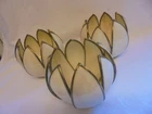VINTAGE CHRISTOPHER WRAY SET OF 3 TIFFANY STYLE BRASS LILY GLASS LAMP SHADES