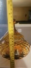 Italian Empoli Hand Blown Amber Glass MCM Candy Dish Optic Lines Circus Tent Lid — photo 4