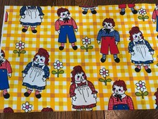Raggedy Ann Andy Light Canvas Yellow Checked Daisy 100 COTTON QUILT FABRIC