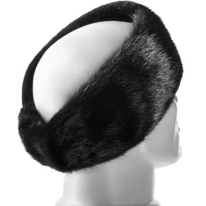 Vintage Neiman Marcus Black Mink Fur Headband Ear Warmer Velvet Lined