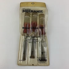 Vintage Master Mechanic 3pc Wood Chisel USA 300MM Woodworking Tools