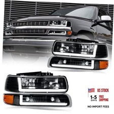 LED DRL Headlight Assembly, Headlights Black Housing Amber Reflector w/ LED