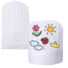 12 Pack Chef Hats for Kids, Disposable Chefs Hat Bulk DIY Kids Chef Cap for B...