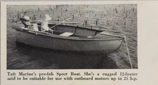 1954 Magazine Photo Taft Marine Pre Fab Sport 12-Foot Boat Outboards Up To 25-HP