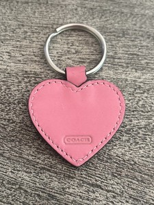 Vintage Coach Y2K Calfskin Leather Heart Keychain FOB Charm Pink
