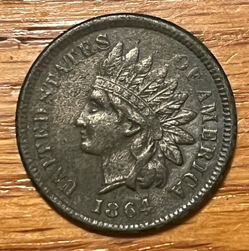 1864-L. Indian head cent , XF , scarce