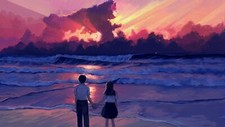 Landscape anime illustration sea sunset painting art Custom Gaming Mat Desk
